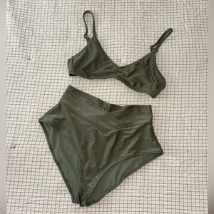 Aerie Olive Ribbed Bikini Set